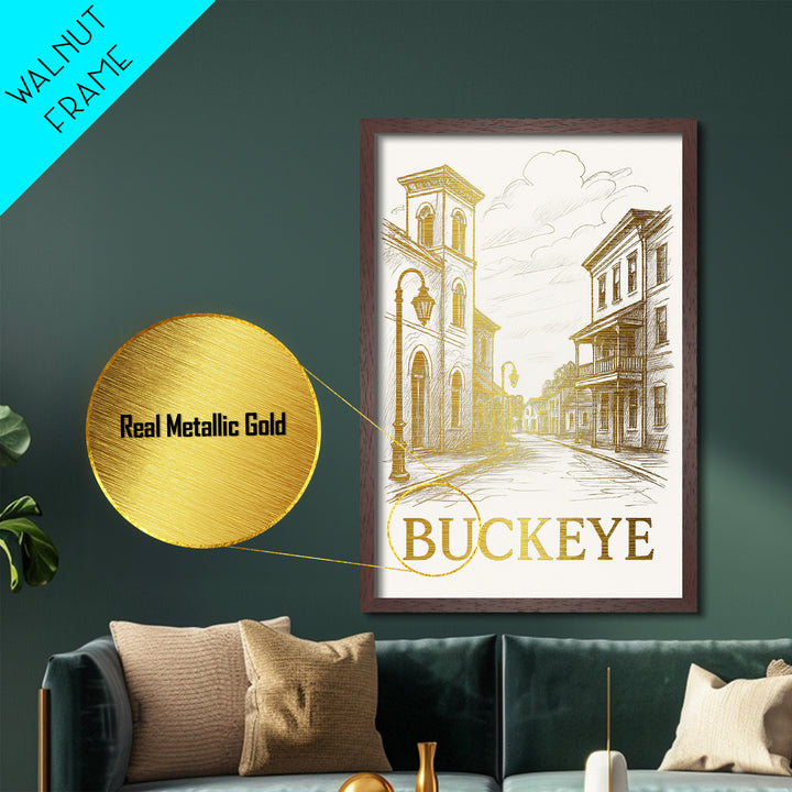 Buckeye Arizona art, Metallic Gold Art, Best Friend Gifts, Metal Art, Wood Framed Art, Birthday Travel Gift, Destination Gift