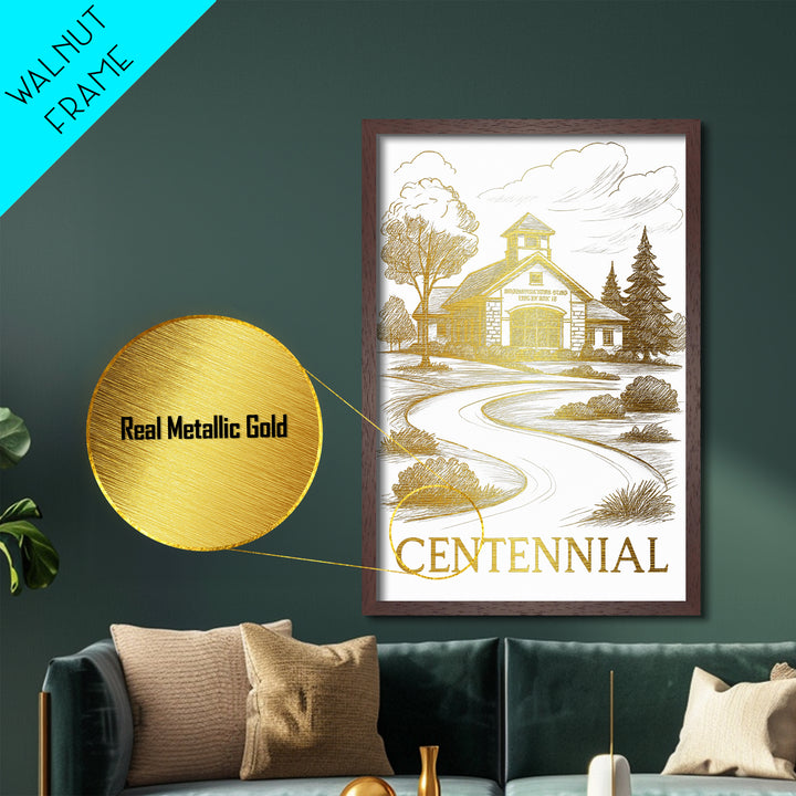 Centennial Colorado art, Metallic Gold Art, Best Friend Gifts, Metal Art, Wood Framed Art, Birthday Travel Gift, Destination Gift