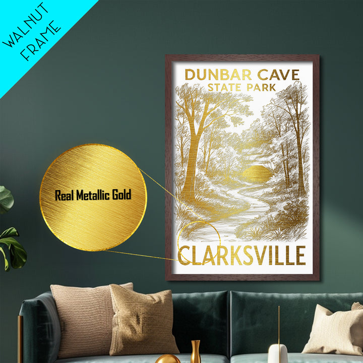 Clarksville Tennessee art, Metallic Gold Art, Modern House Art, Metal Art, Wood Framed Art, Graduation Travel Gift, Travel Gift