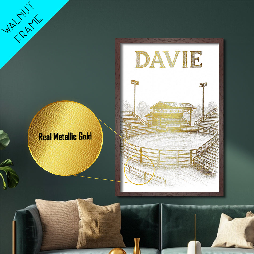 Davie Florida travel, Metallic Gold Print, Modern House Art, Metal Art, Wood Framed Art, Traveler Gift, Destination Gift