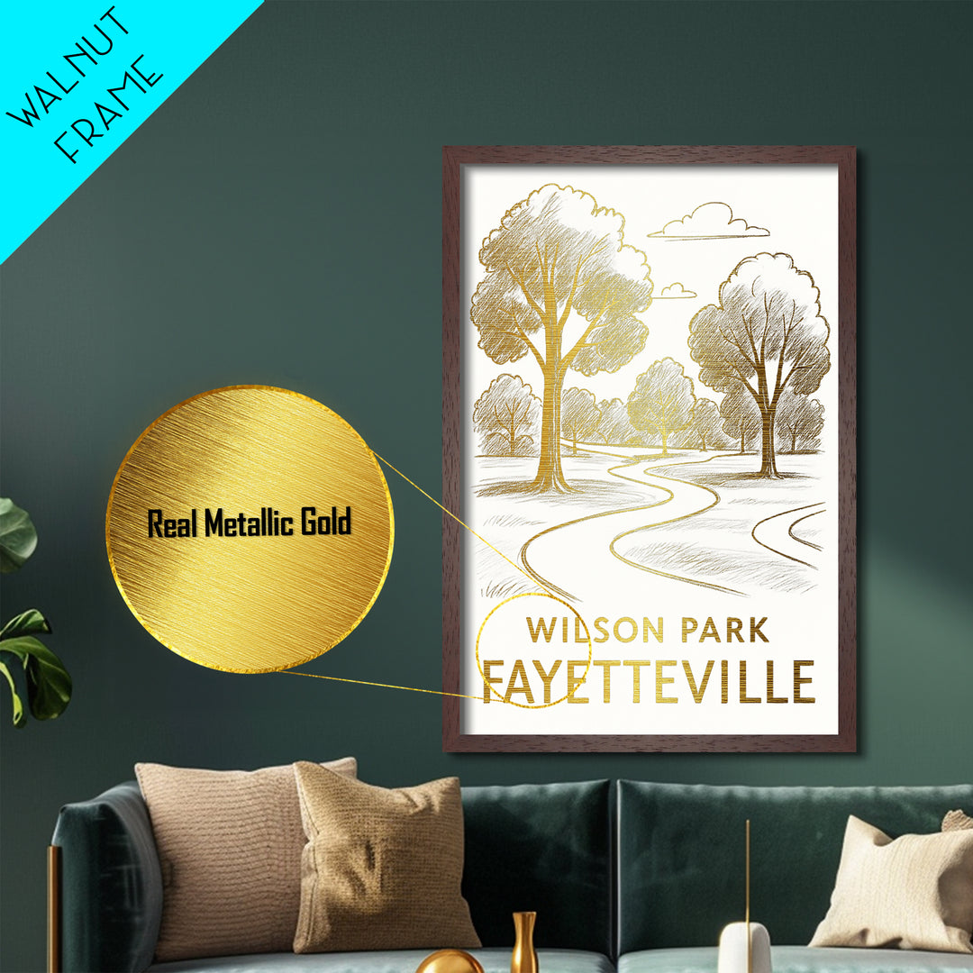 Fayetteville North Carolina art, Metallic Gold Art, Housewarming Gift, Metal Art, Wood Framed Art, Newlywed Travel Gift