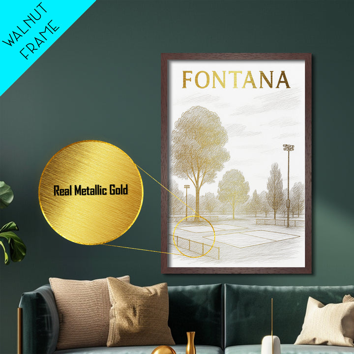 Fontana California travel, Metallic Gold Print, Modern House Art, Metal Art, Wood Framed Art, Wanderlust Gift, Travel Art Prints