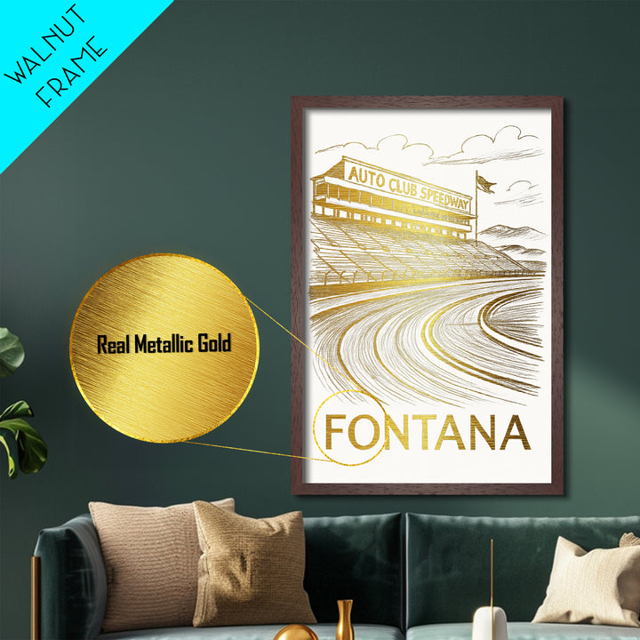 Fontana California art, Metallic Gold Art, Travel Art Prints, Metal Art, Wood Framed Art, Adventure Lover Gift, Traveler Gift