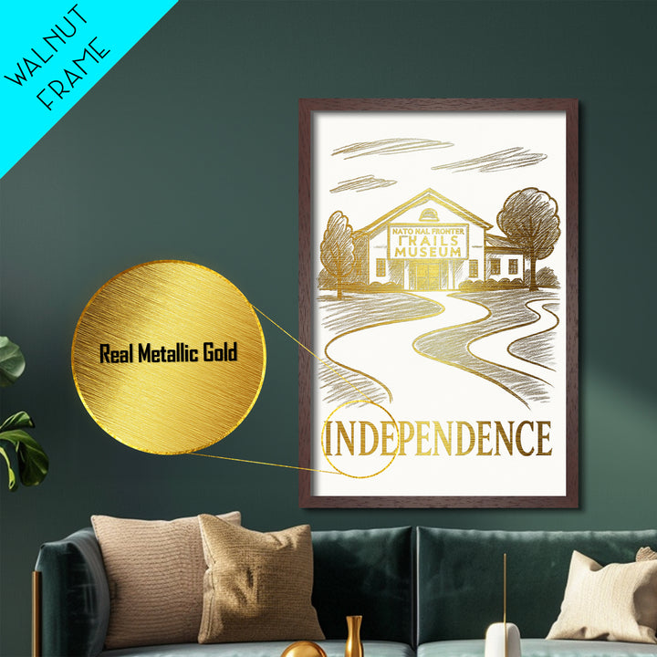 Independence Missouri art, Metallic Gold Art, Best Friend Gifts, Metal Art, Wood Framed Art, Birthday Travel Gift, Destination Gift