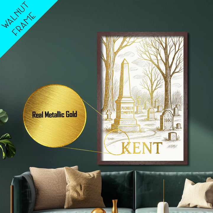 Kent Washington art, Metallic Gold Art, Modern House Art, Metal Art, Wood Framed Art, Graduation Travel Gift, Travel Gift