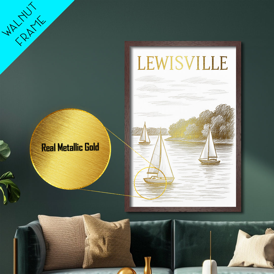 Lewisville Texas art, Metallic Gold Art, Modern House Art, Metal Art, Wood Framed Art, Graduation Travel Gift, Travel Gift