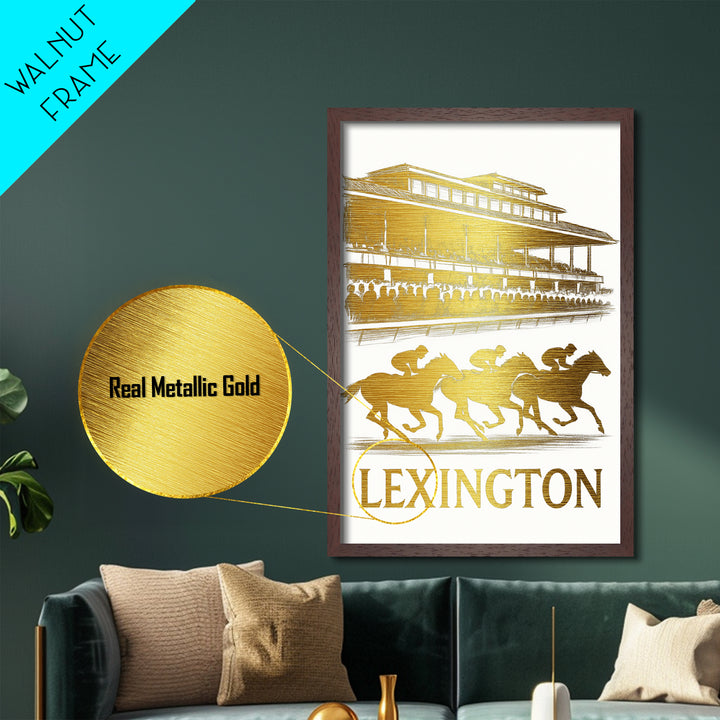Lexington Kentucky art, Metallic Gold Art, Best Friend Gifts, Metal Art, Wood Framed Art, Birthday Travel Gift, Destination Gift