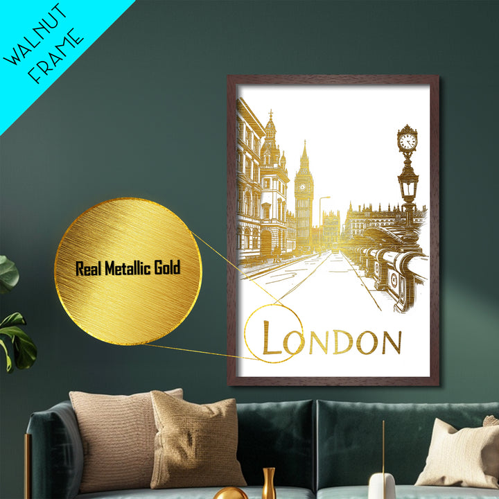 London art, Metallic Gold Art, Travel Art Prints, Metal Art, Wood Framed Art, Best Friend Gifts, Adventure Lover Gift