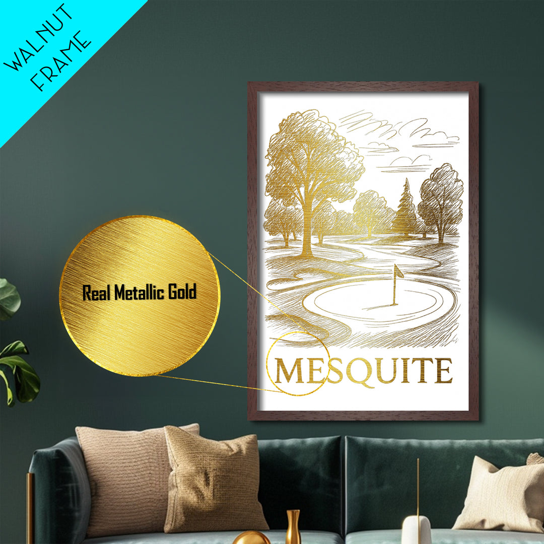 Mesquite Texas travel, Metallic Gold Print, Modern Skyline Wall Print, Metal Art, Wood Framed Art, Adventure Lover Gift
