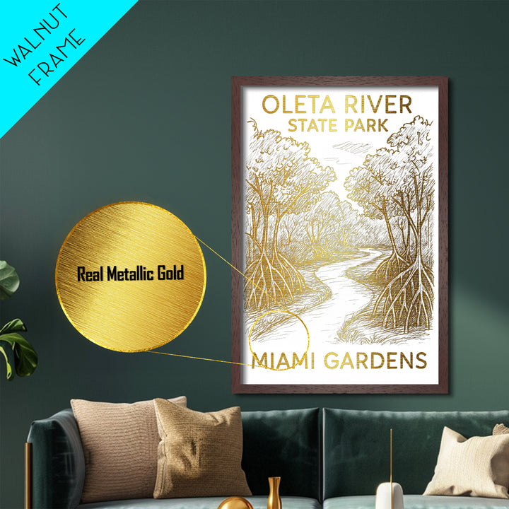 Miami Gardens Florida travel, Metallic Gold Print, Modern House Art, Metal Art, Wood Framed Art, Wanderlust Gift