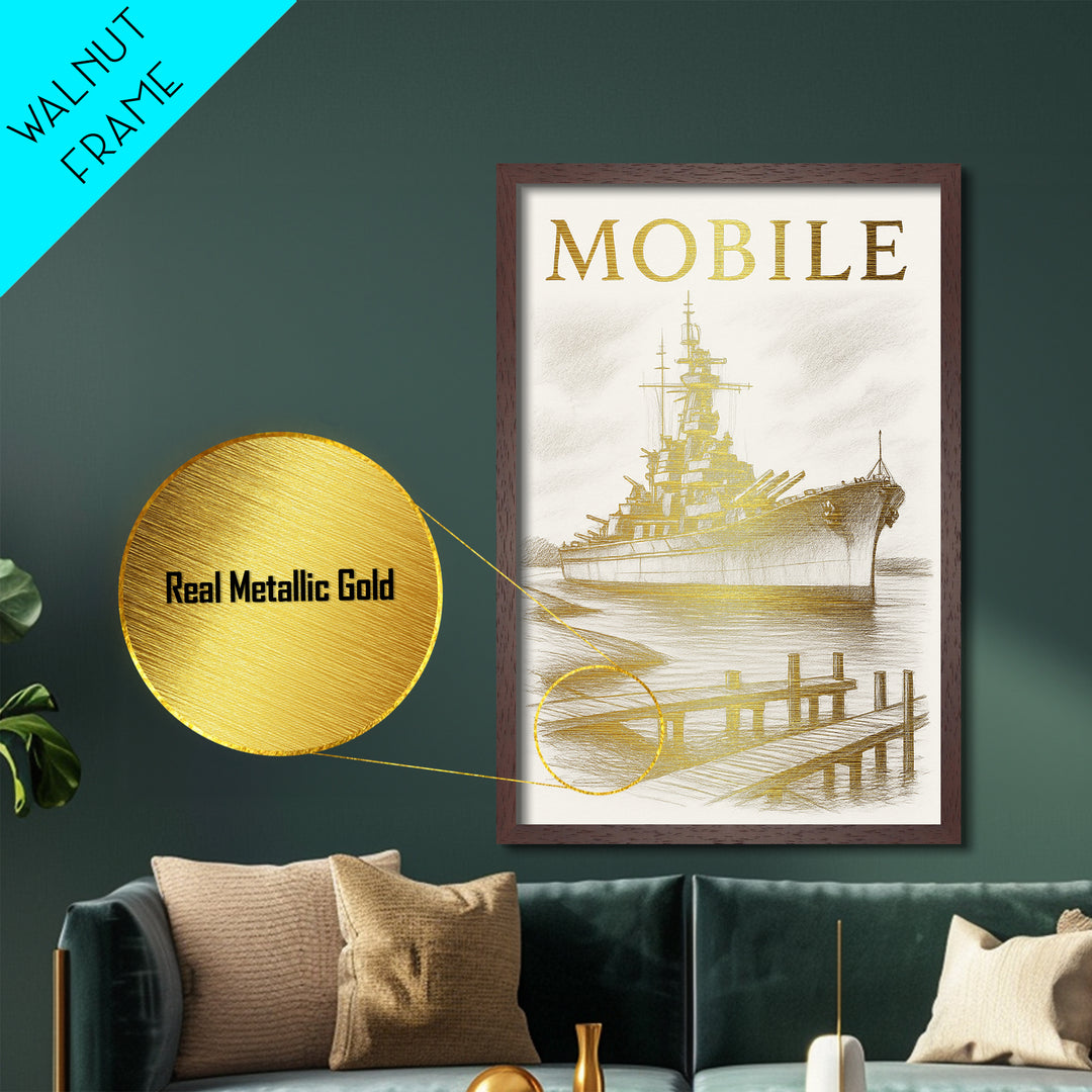 Miramar Florida art, Metallic Gold Art, Office Decor, Metal Art, Wood Framed Art, Graduation Travel Gift