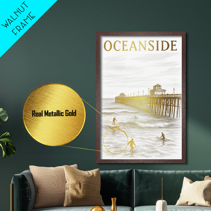 Oklahoma City Oklahoma travel, Metallic Gold Print, Closing Gift, Metal Art, Wood Framed Art, Anniversary Gift, Retirement Travel Gift