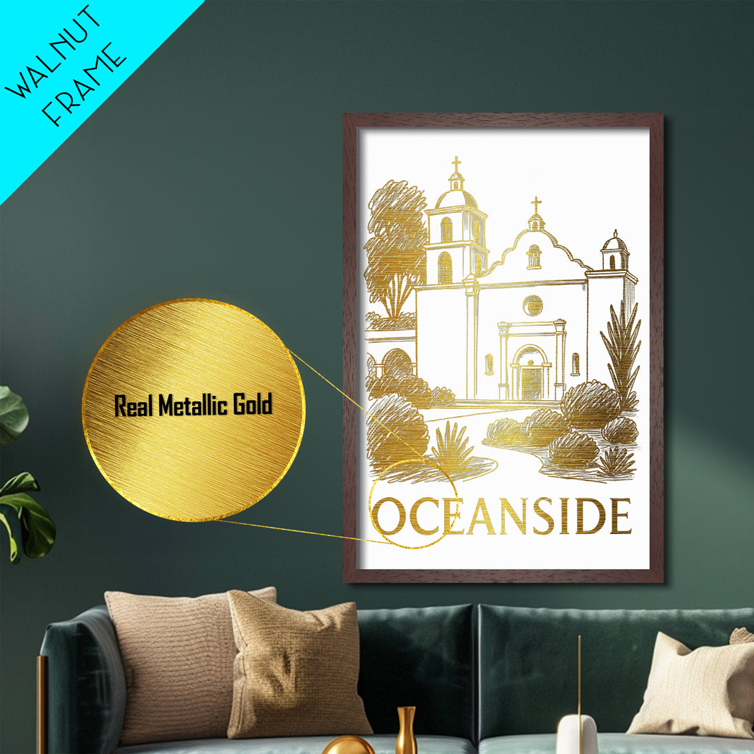 Oklahoma City Oklahoma art, Metallic Gold Art, Office Decor, Metal Art, Wood Framed Art, Graduation Travel Gift, Destination Gift
