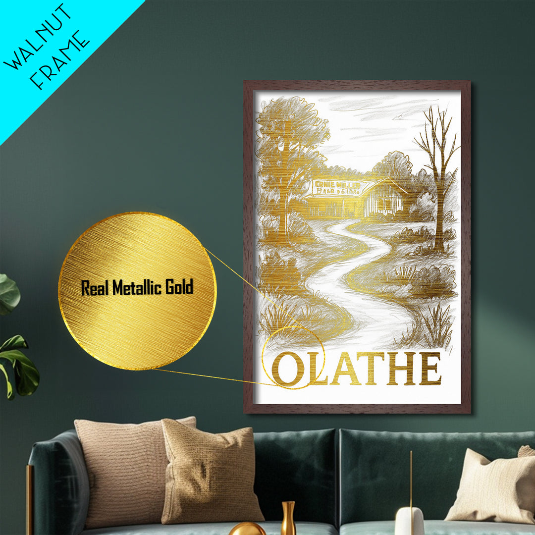 Olathe Kansas art, Metallic Gold Art, Travel Art Prints, Metal Art, Wood Framed Art, Adventure Lover Gift, Traveler Gift