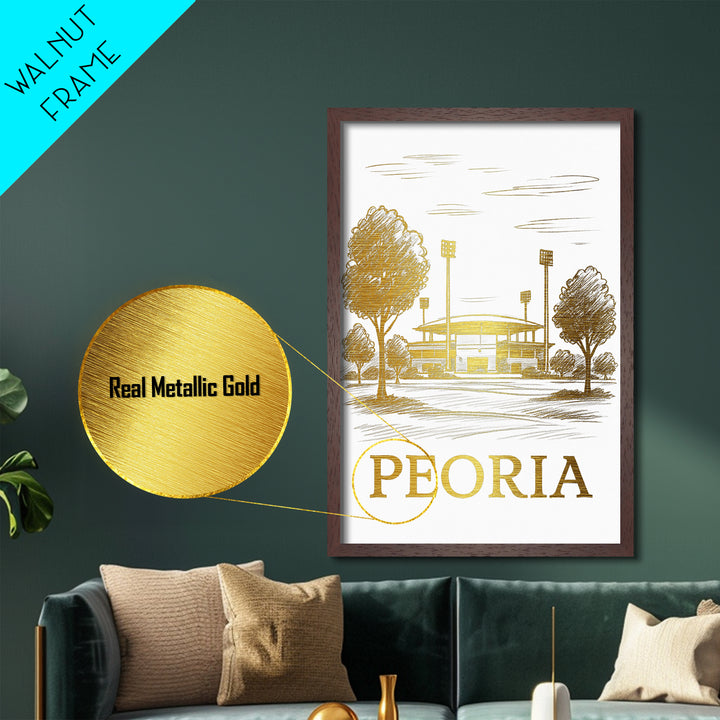 Peoria Arizona travel, Metallic Gold Print, Modern House Art, Metal Art, Wood Framed Art, Wanderlust Gift, Travel Art Prints