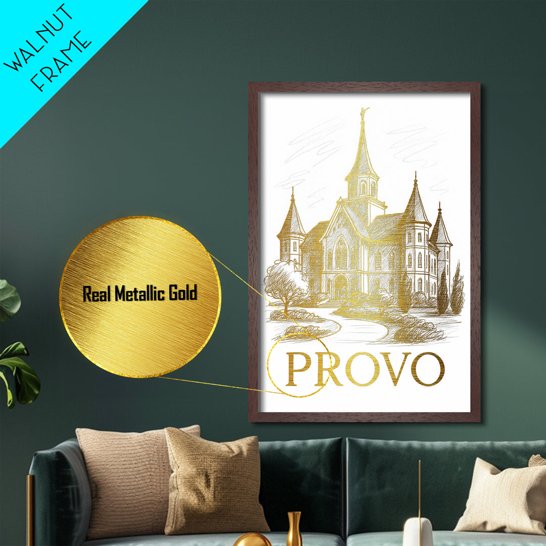 Provo Utah art, Metallic Gold Art, Travel Art Prints, Metal Art, Wood Framed Art, Adventure Lover Gift, Traveler Gift