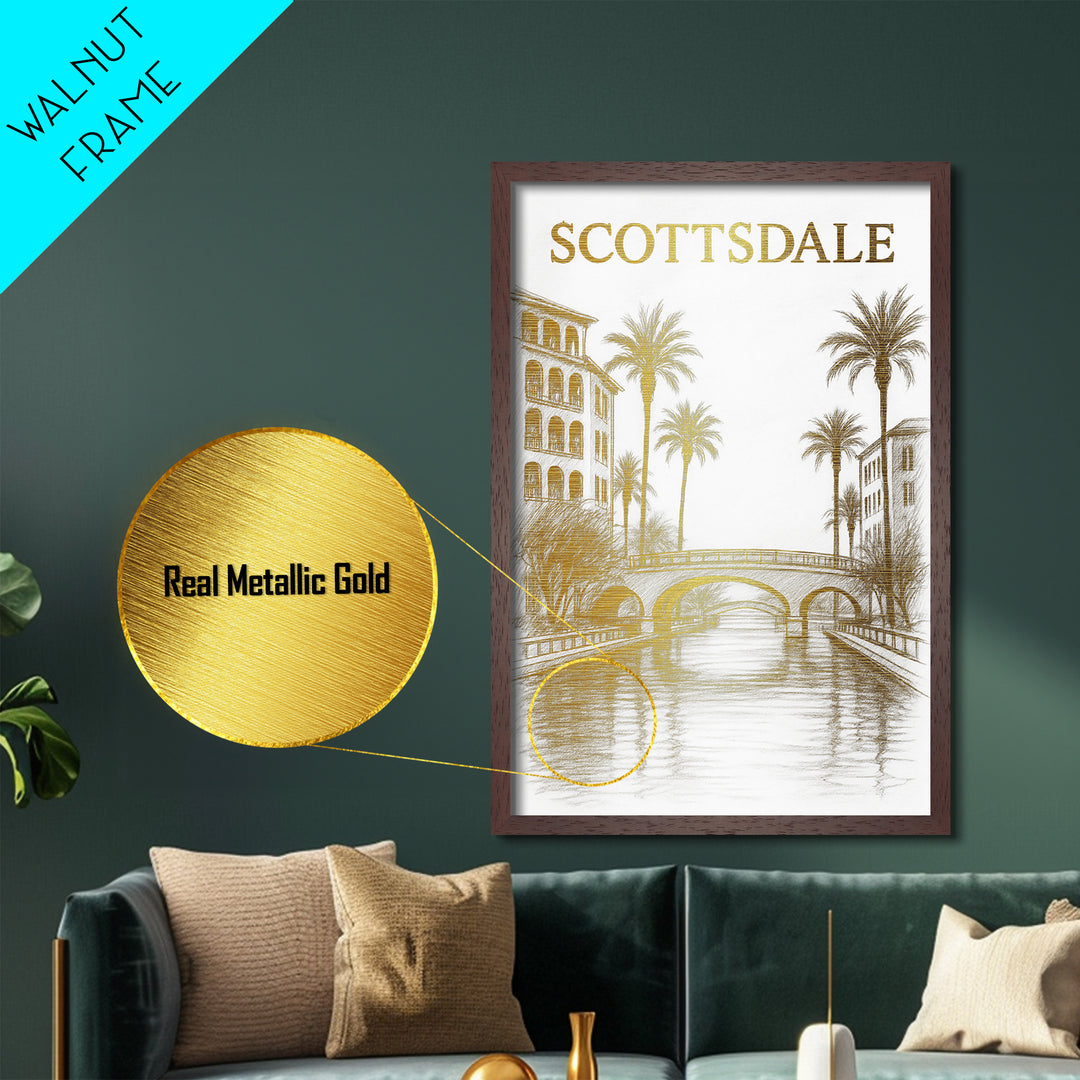 Scottsdale Arizona travel, Metallic Gold Art, Best Friend Gifts, Metal Art, Wood Framed Art, Birthday Travel Gift, Destination Gift