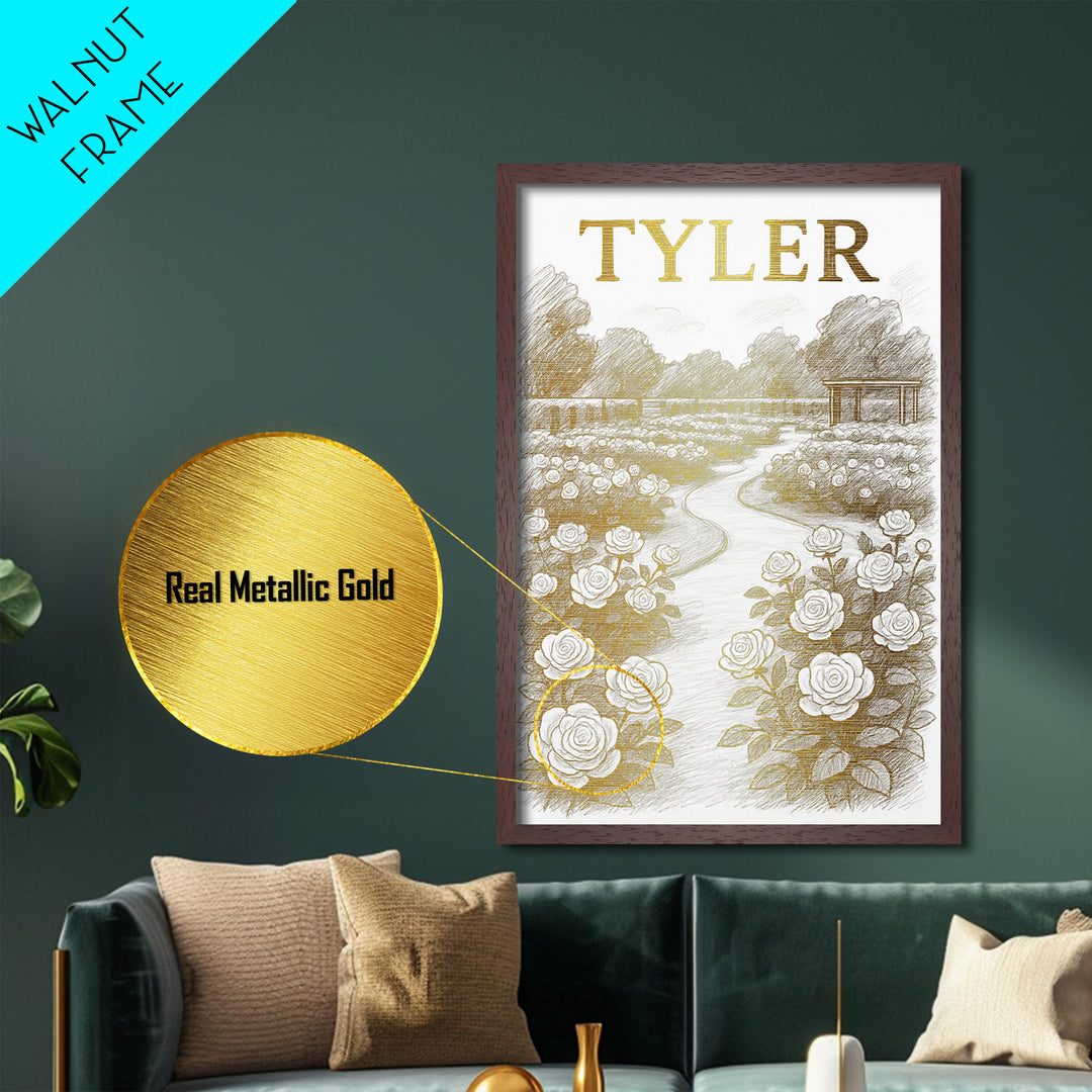 Tyler Texas travel, Metallic Gold Print, Closing Gift, Metal Art, Wood Framed Art, Anniversary Travel Gift, Retirement Gift