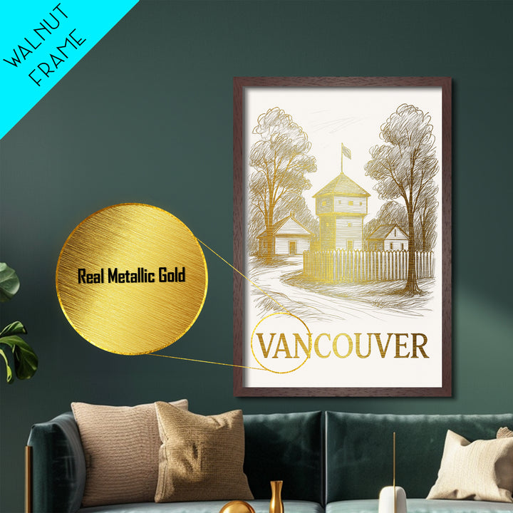 Vancouver Washington art, Metallic Gold Art, Wood Framed Art, Metal Art, Best Friend Gifts, Metallic Gold Art, Modern Art