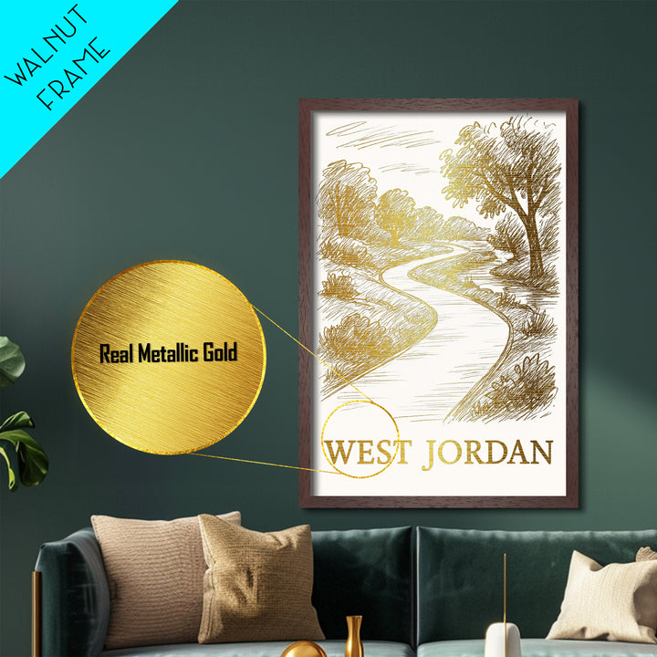 West Jordan Utah art, Metallic Gold Art, Wood Framed Art, Metal Art, Modern Wall Art, Metallic Gold Art, Honeymoon Gift