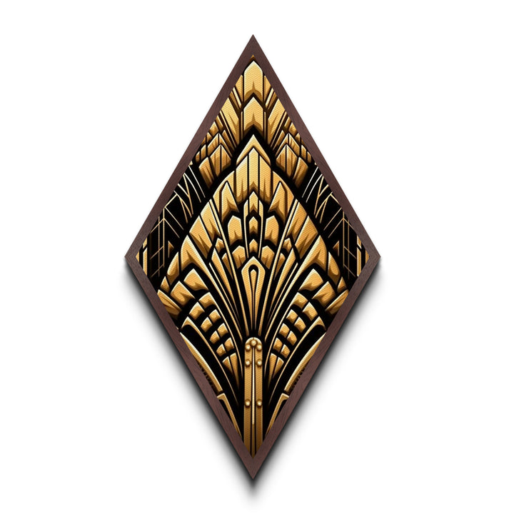 Deco Gold Fanburst – Diamond Shaped Canvas Textured Print Art Deco Wall Decor, Bold Glamorous Geometric Gold Pattern, Great Gatsby Accent
