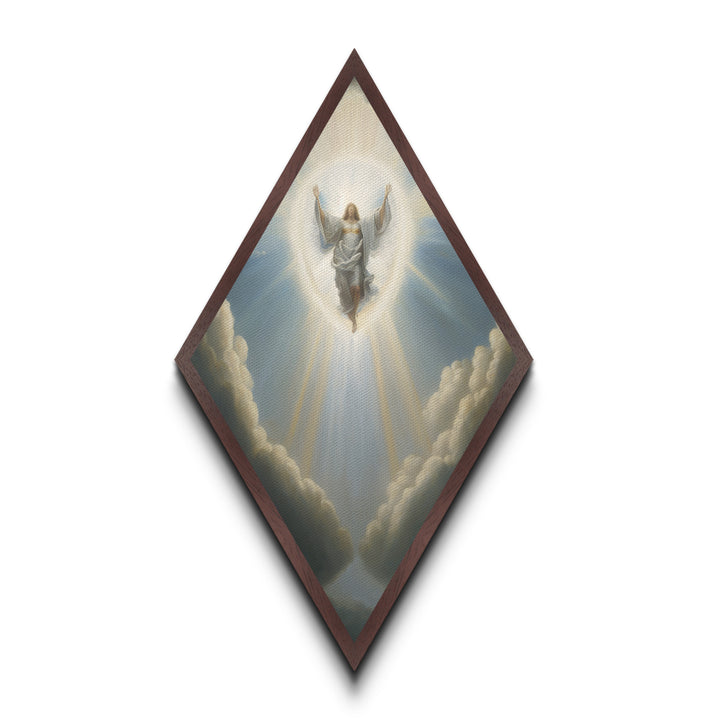 Angel Painting Print, Diamond Shaped Wall Art, Christian Decor, Angelic Art, Canvas Embossed Art Print