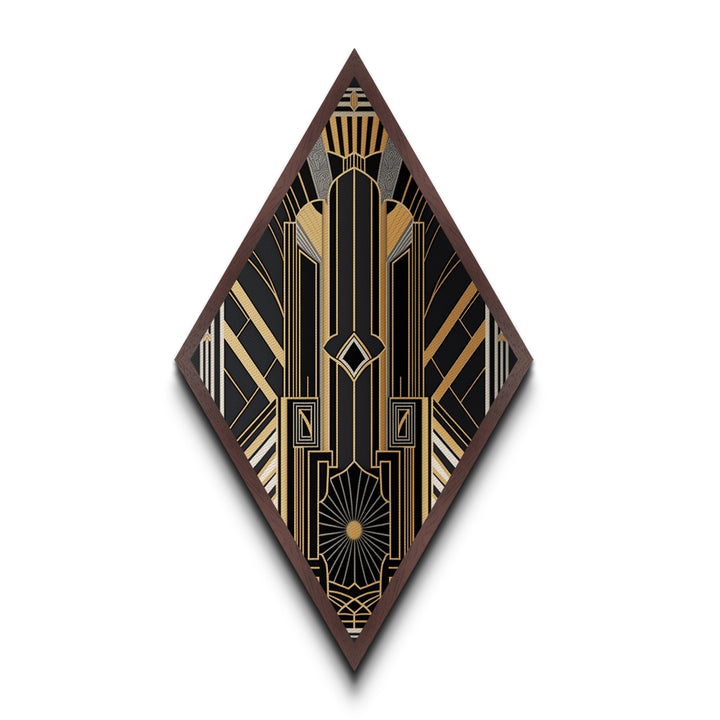 Art Deco Wall art | Framed Canvas Print | Art Deco | Gold & green art | Beautiful art | Midcentury Modern | Office decor | Diamond Shaped