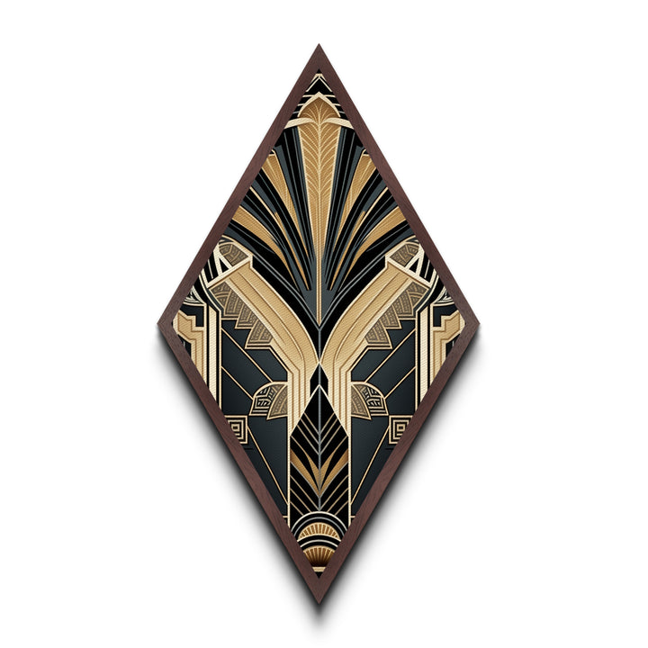 Art Deco Wall art | Framed Canvas Print | Art Deco | Gold & green art | Beautiful art | Midcentury Modern | Diamond Shaped
