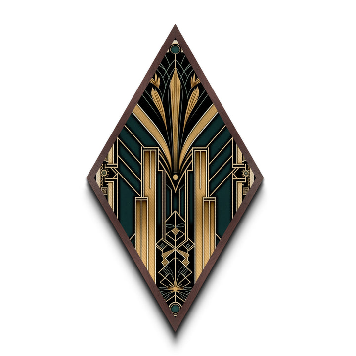 Gold and Green Art Deco Panel Print, Diamond Shaped Wall Art, Retro Home Decor, Roaring 20s Style Wall Art