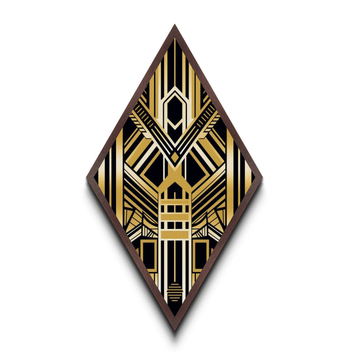 Black and Gold Diamond Shaped Art Deco Canvas Textured Art Print, Diamoned Shaped Wall Art, Retro Style Home Decor