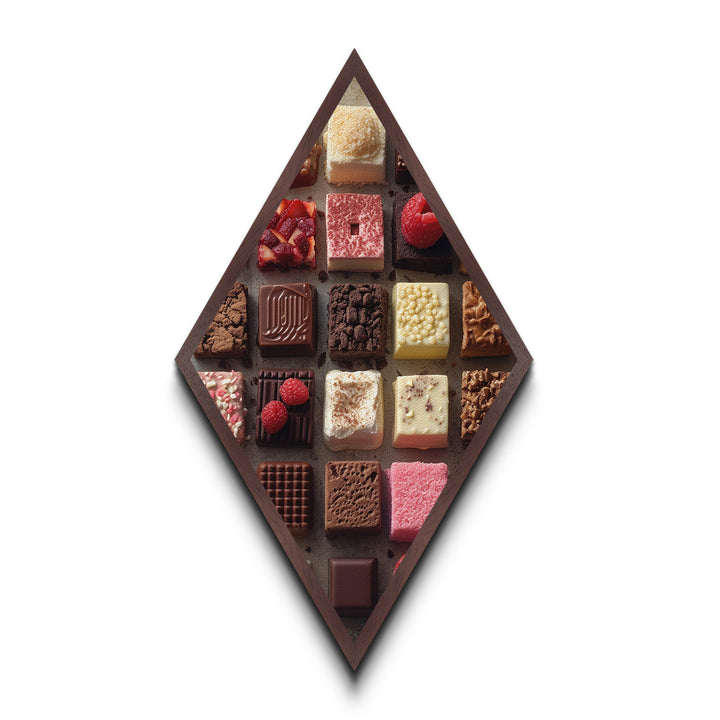 Funky Kitchen Decor, Chocolate Photography Style Print, Diamond Shaped Art, Canvas Embossed Art, Kitchen Wall Art