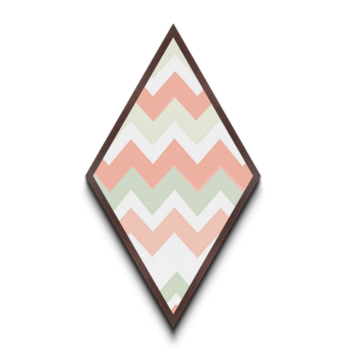 Pastel Chevron Simplicity Diamond Shaped Canvas Art Print with soft zigzag pattern modern minimal nursery decor blush green wall geometric vibe
