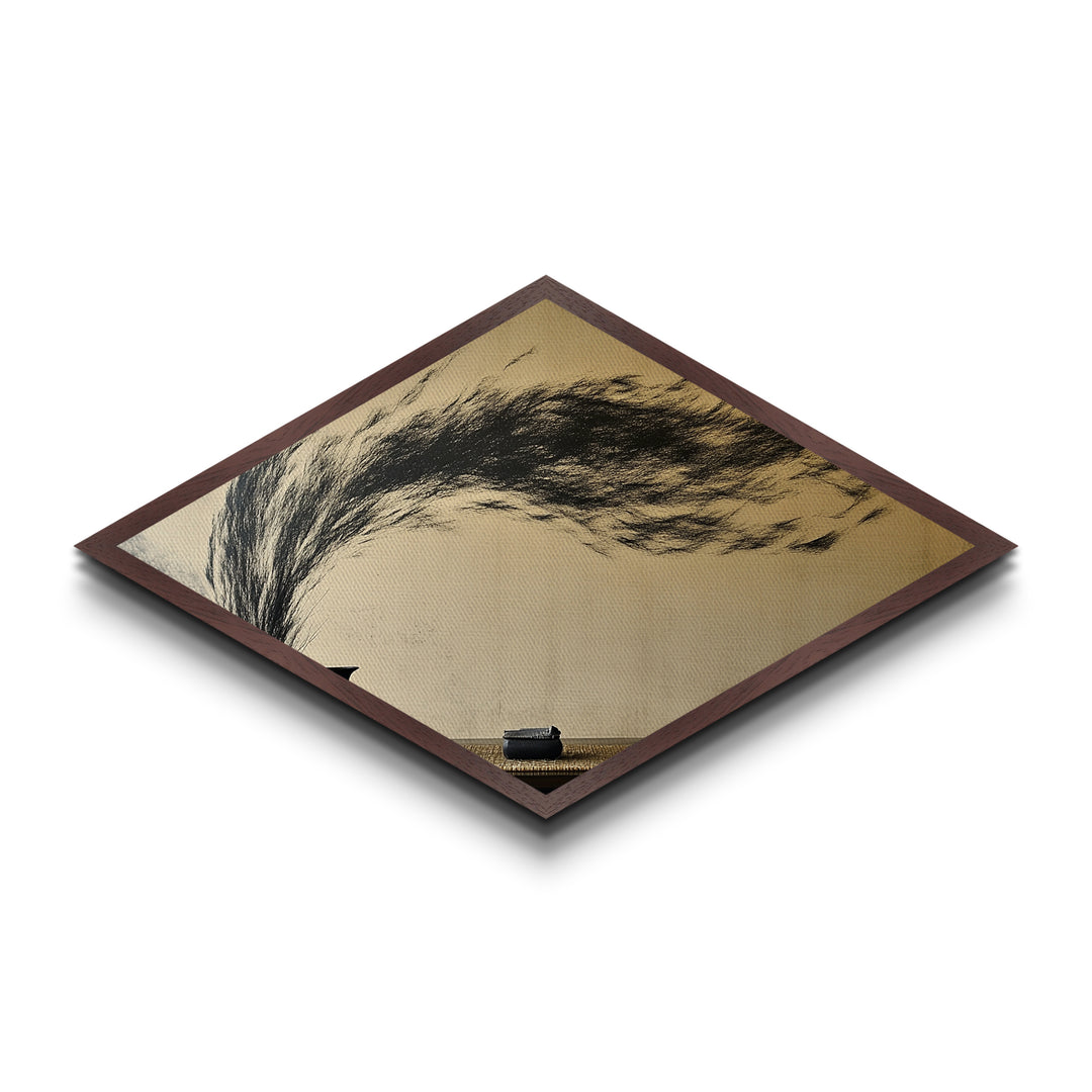 Tea Spirit Wind Diamond Shaped Canvas Art Print Abstract Ink Flow Minimalist Asian Zen Decor Calming Dining Room Centerpiece Wall Style