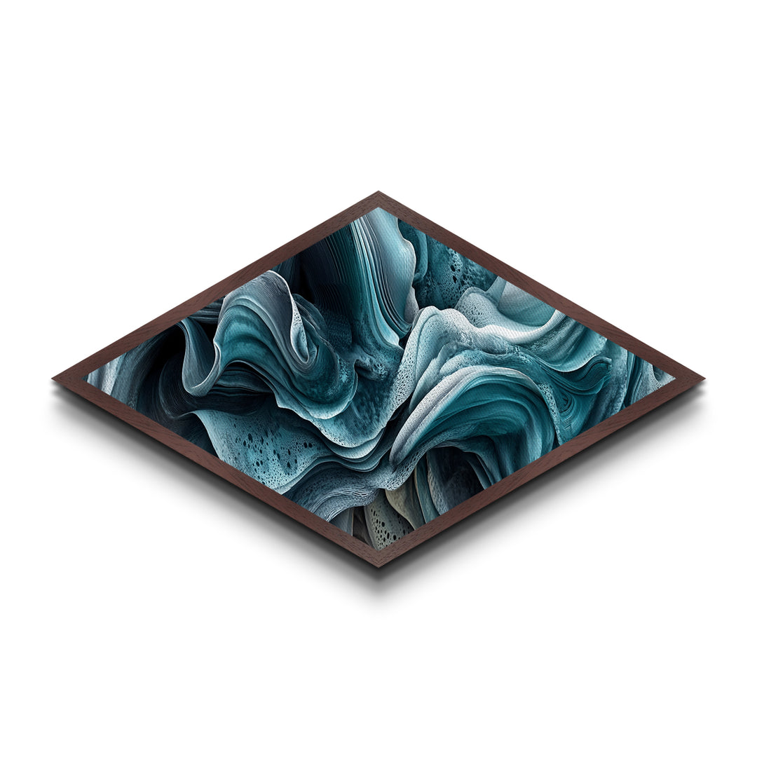 Oceanic Swirl Dream Diamond Shaped Canvas Art Print Aqua Abstract Texture Movement Coastal Blue Decor Modern Bedroom Nautical Accent
