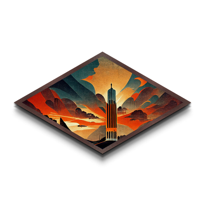Art Deco Skyscraper Canvas Art Print, Diamond Shaped Wall Art, Art Deco Home Decor