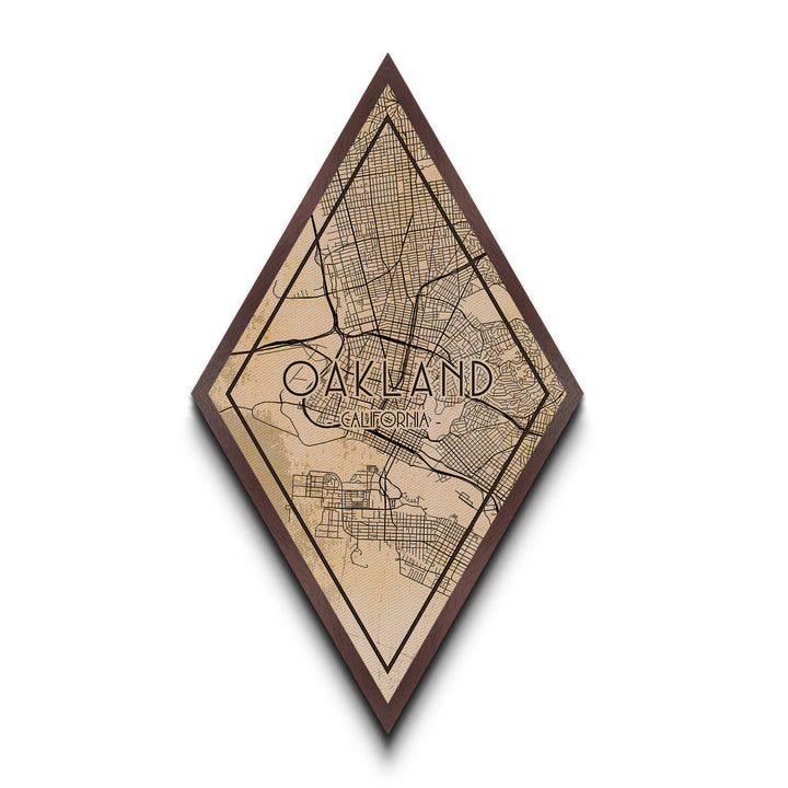 Oakland Diamond Shaped Travel Poster, Custom Diamond Shaped Wall Art, City Map Canvas