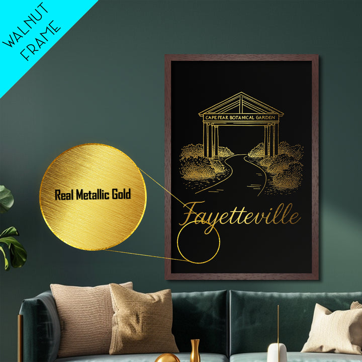 Fayetteville North Carolina Travel, Metallic Gold Art, Wood Framed Art, Metal Art, Modern Wall Art, Wanderlust Gift, Bedroom Art