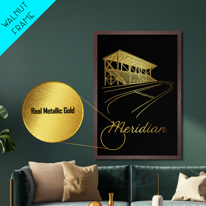 Meridian Idaho Travel, Metallic Gold Art, Wood Framed Art, Metal Art, Destination Gift, Bedroom Art, Home Office Art