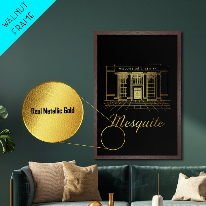 Mesquite Texas Travel, Metallic Gold Art, Wood Framed Art, Metal Art, Honeymoon Gift, Bedroom Art, Home Office Art