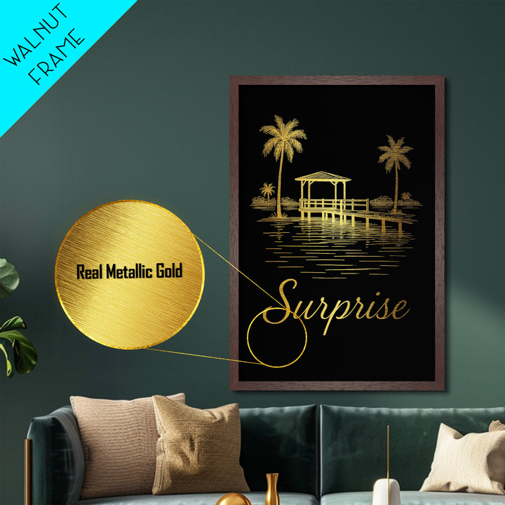 Surprise Arizona Travel, Metallic Gold Print, Wood Framed Art, Metal Art, Modern Wall Art, Graduation Travel Gift, Home Decor