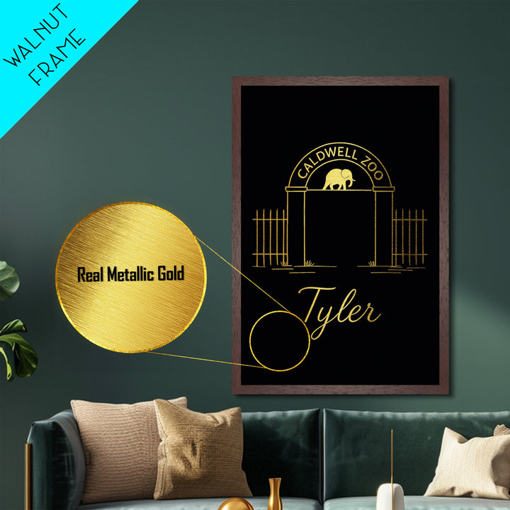 Tyler Texas Art, Metallic Gold Art, Wood Framed Art, Metal Art, Minimalist Wall Art, Honeymoon Gift, Living Room Decor