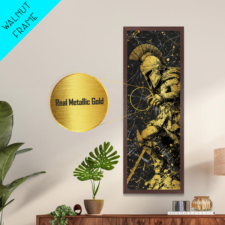 Spartan Warrior Metallic Gold Wall Art, Brushed Gold Aluminum Art, Gift For Him, Husband Man Cave Wall Art