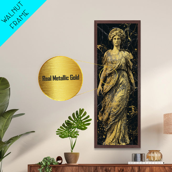 Helen Of Troy Metallic Gold Art, Greek Goddess Wall Print, Classical Mythology Decor, Real Wood Framed Gold Artwork