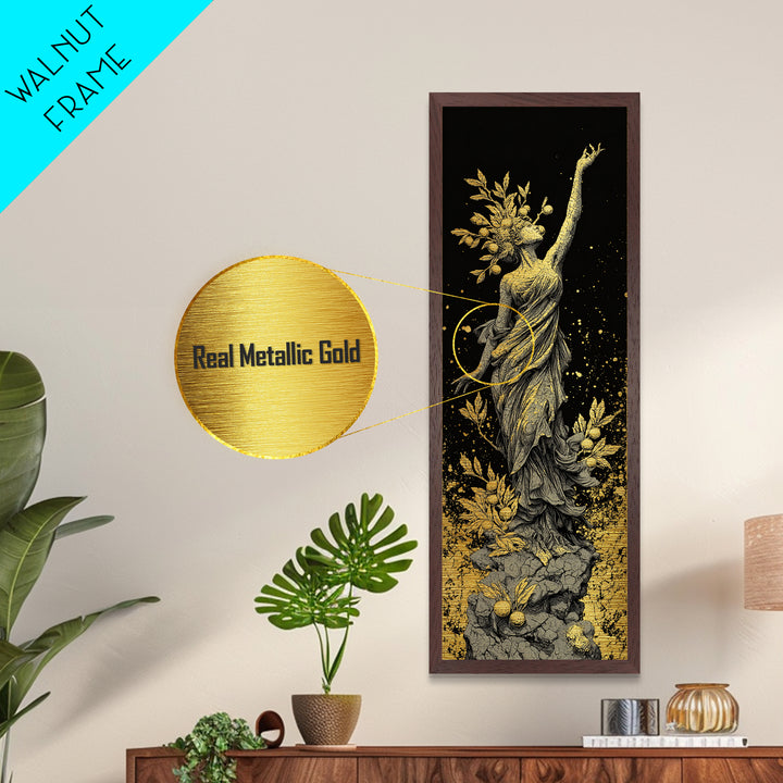 Persephone Metallic Gold Metal Print, Greek Goddess Of Spring Wall Art, Underworld Queen Decor, Real Wood Framed Print