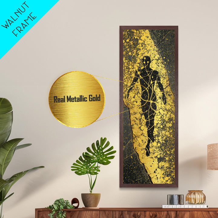 Uranus Greek God Metallic Gold Art, Primordial Sky Deity Wall Print, Mythology Starry Night Artwork, Real Wood Framed Metal Print