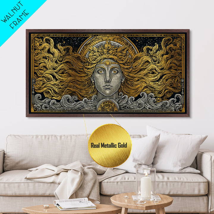 Helen of Troy Metallic Gold Art, Legendary Greek Beauty, Elegant Mythology Wall Decor, Timeless Classical Home Wall Artwork