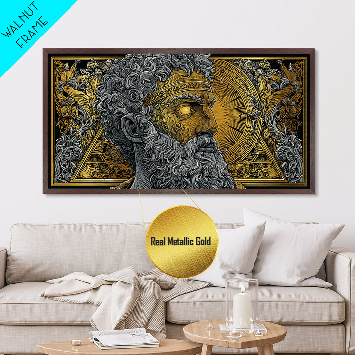 Pythagoras Greek Philosopher Metallic Gold Metal Print, Ancient Wisdom Wall Art, Real Wood Frame, Intellectual Gift