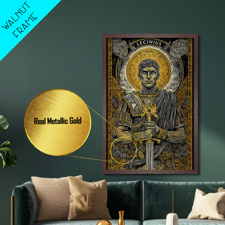 Hestia With Eternal Flame, Goddess Of Hearth, Greek Mythology Metallic Gold Art, Fire Goddess Wall Print, Real Wood Frame