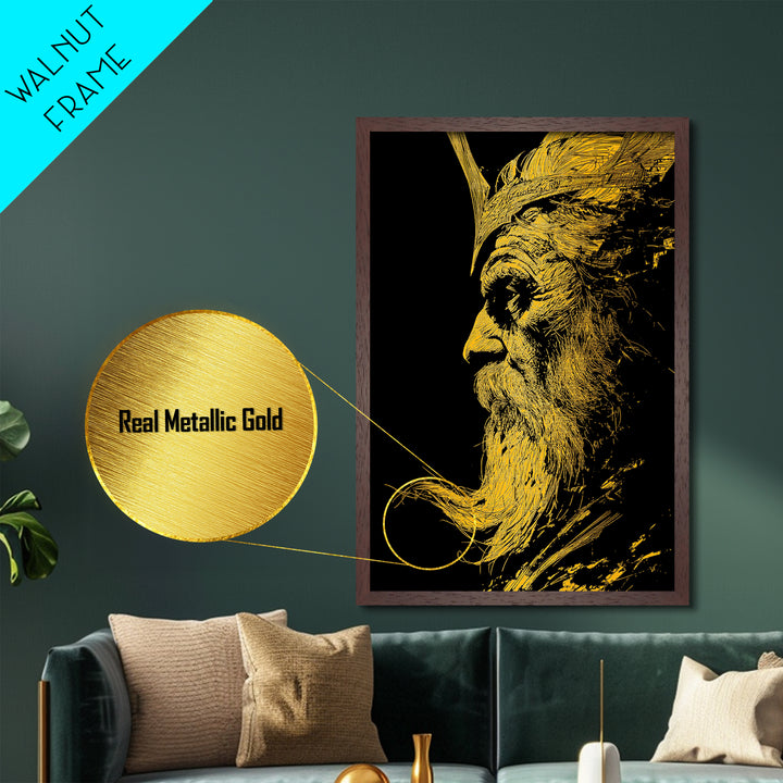 Metallic Gold Metal Print, Abstract Face Art, Luxury Modern Wall Decor, Surreal Lips Artwork, Real Wood Frame Home Art