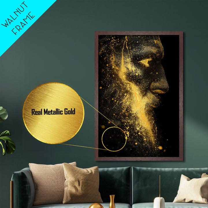 Augustus Caesar Metallic Gold Metal Print, Classical Roman Wall Art, Regal Historical Decor, Myth Inspired Artwork, Wood Frame